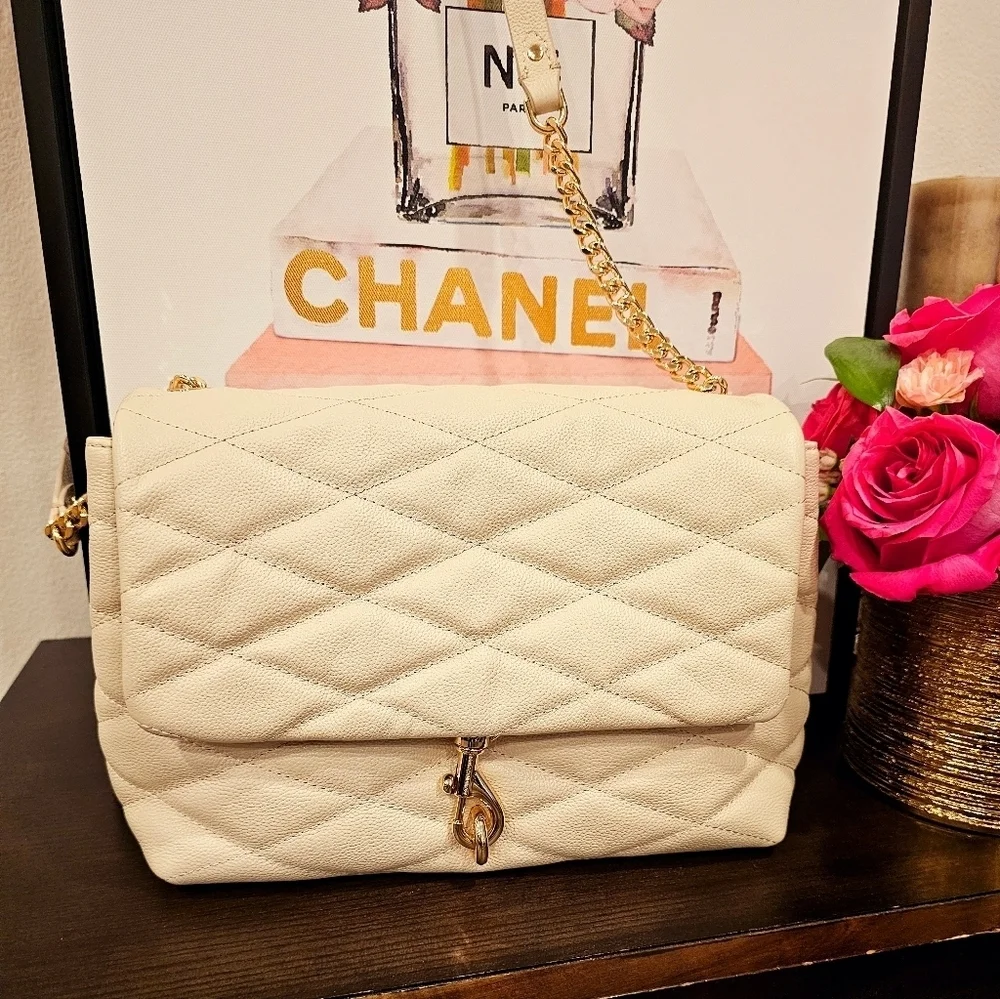 Rebecca Minkoff Edie Medium Diamond quilted Leather convertible shoulder bag.
